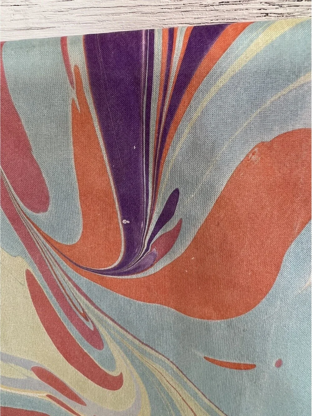 Women's Silk Rectangle Pastel Blue Orange Scarf Size 68”x14”